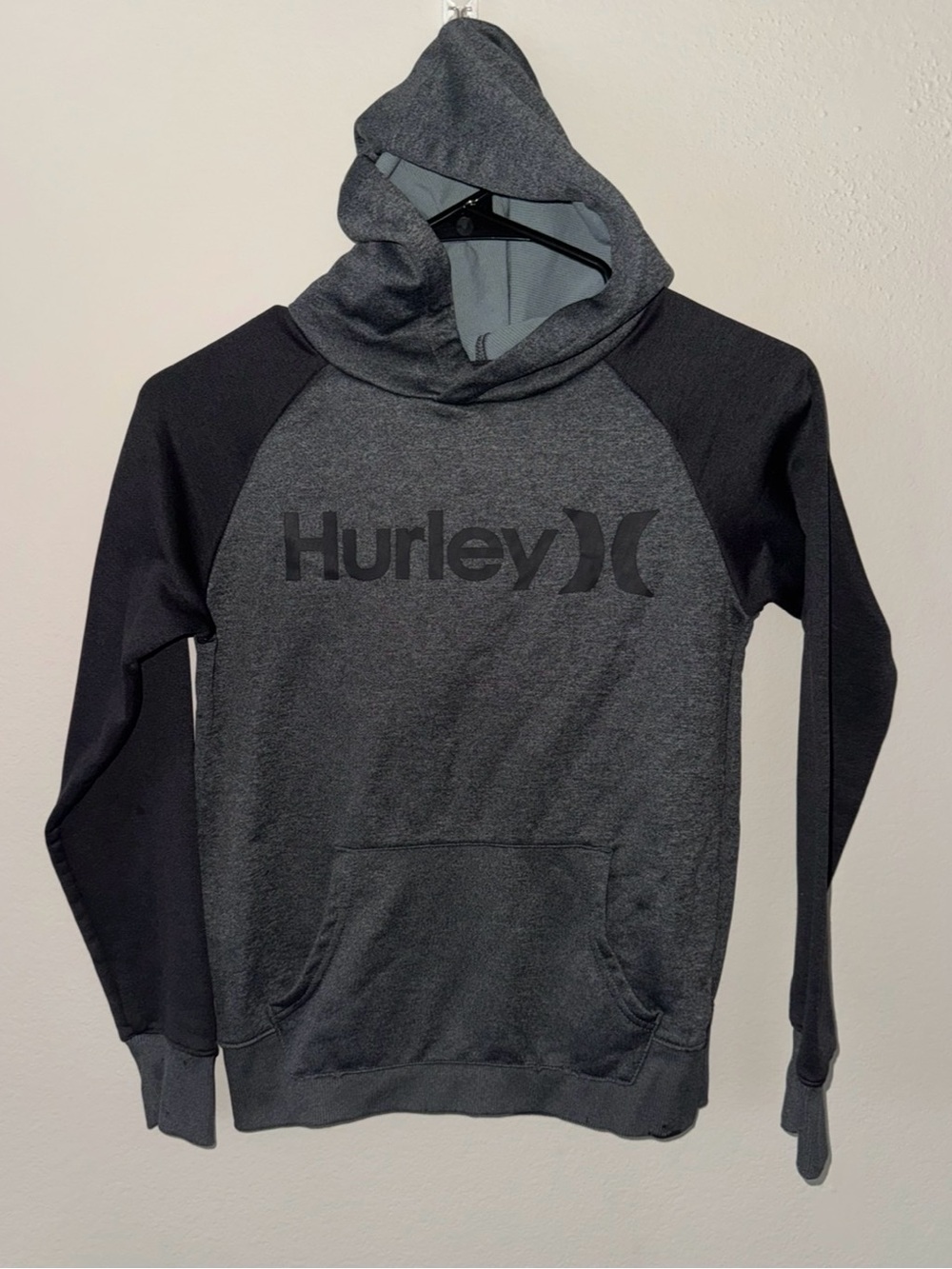 Hurley Gray and Black Logo Pullover Hoodie